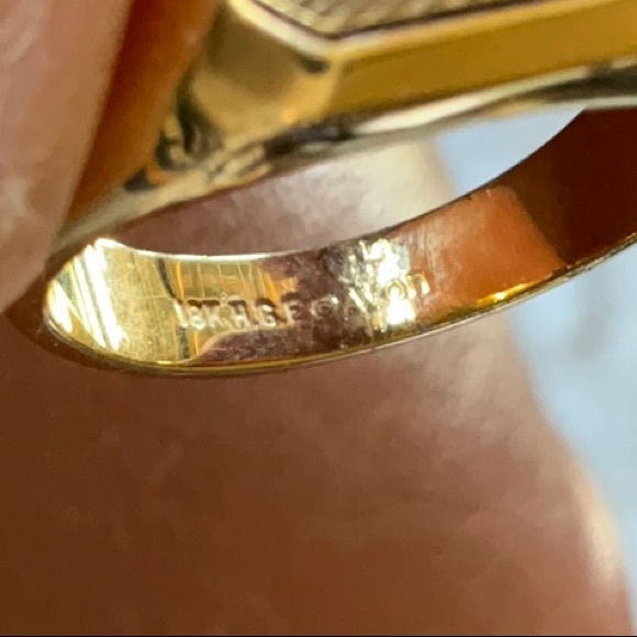 Avon 18K Hard Gold Electroplated Tigers Eye Sparkly Stone Signet Ring Vintage - Picture 13 of 16